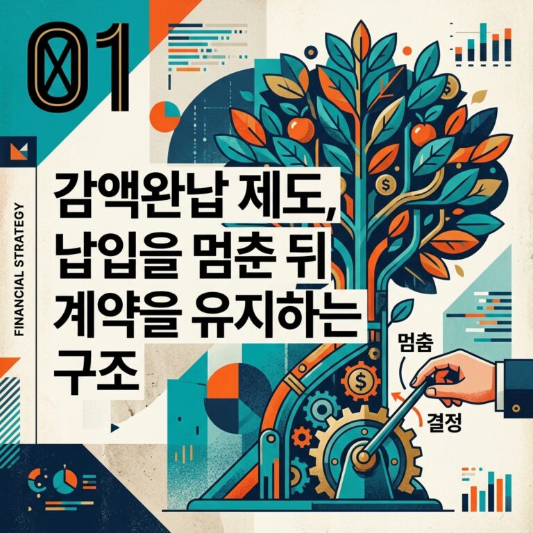 ai thumbnail poster 감액완납 제도 납입을 멈춘 뒤 계약을 유지하는 구조 1790759363